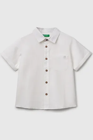 Benetton Camisa De Manga Corta En Mezcla De Lino