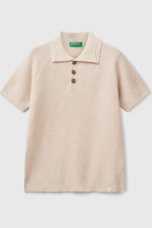 Benetton Polo De Manga Corta En Mezcla De Lino