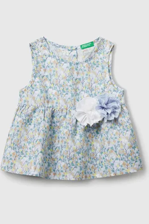 Benetton Blusa Floral En Mezcla De Lino