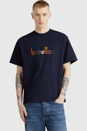 Benetton Camiseta Over Fit Con Logo Bordado