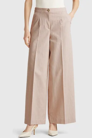 Benetton Pantalón Palazzo De Rayas Diplomáticas