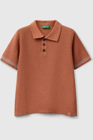 Benetton Polo De Manga Corta En Mezcla De Lino