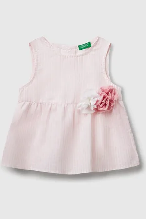 Benetton Blusa Mezcla De Lino A Rayas