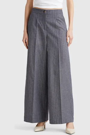 Benetton Pantalón Palazzo De Rayas Diplomáticas