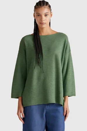 Benetton Jersey De Mezcla De Lino Con Manga 3/4