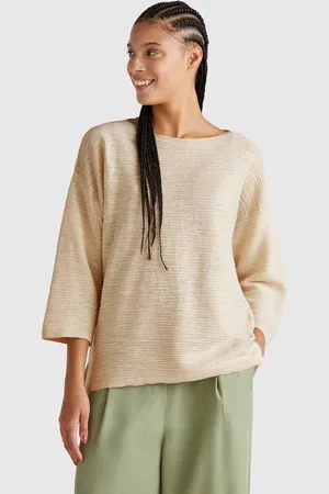 Benetton Jersey De Mezcla De Lino Con Manga 3/4