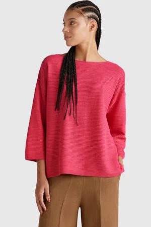 Benetton Jersey De Mezcla De Lino Con Manga 3/4