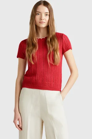 Benetton Jersey Perforado De Puro Algodón