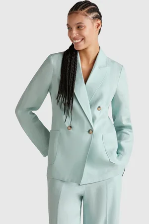 Benetton Chaqueta Cruzada De Puro Lino