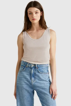 Benetton Camiseta De Tirantes De Puro Lino