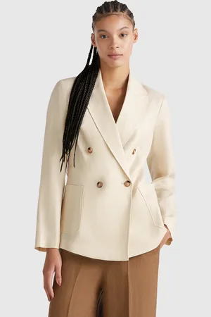 Benetton Chaqueta Cruzada De Puro Lino
