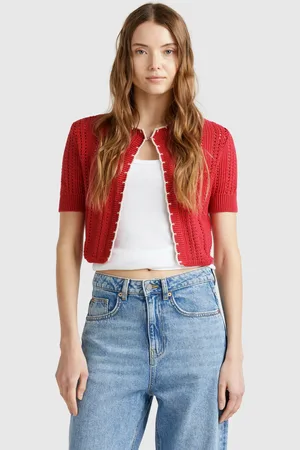 Benetton Cárdigan Crop Perforado