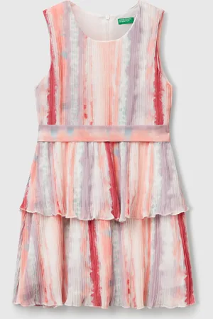 Benetton Vestido Plisado Estampado
