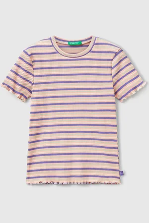 Benetton Camiseta De Algodón Elástico A Rayas