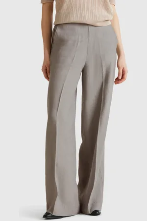 Benetton Pantalón Palazzo De 100% Lino
