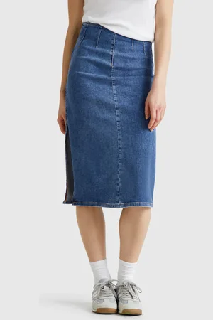 Benetton Falda Lápiz De Mezclilla