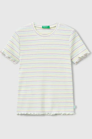 Benetton Camiseta De Algodón Elástico A Rayas