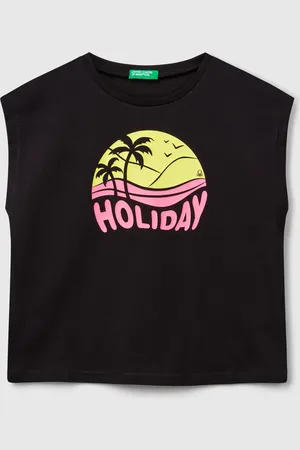 Benetton Camiseta Con Estampado Flúor