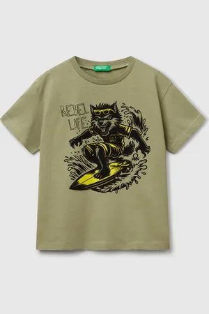 Benetton Camiseta Con Estampado Flúor