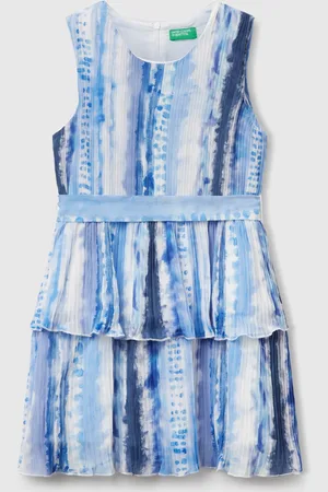 Benetton Vestido Plisado Estampado