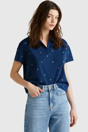Benetton Polo Con Bordado De Flores