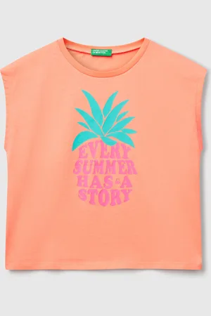 Benetton Camiseta Con Estampado Flúor