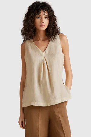 Benetton Blusa Sin Mangas De Puro Lino