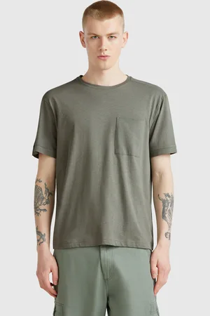 Benetton Camiseta Mezcla De Lino Con Bolsillo