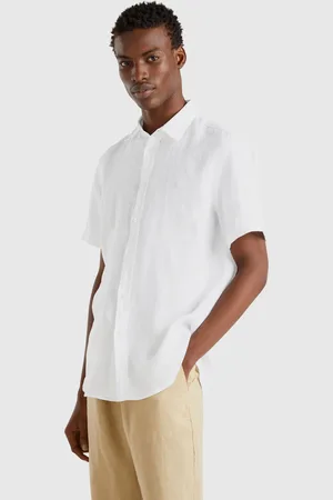 Benetton Camisa De Manga Corta De Puro Lino