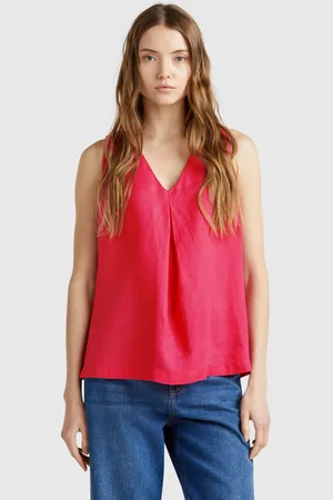 Benetton Blusa Sin Mangas De Puro Lino