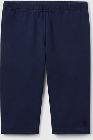 Benetton Leggings 3/4 De Algodón Elástico Con Logo Bordado En La Parte Inferior De La Pierna. Corte Pitillo Y Cintura Elástica Interna. Práctico Y Confortable