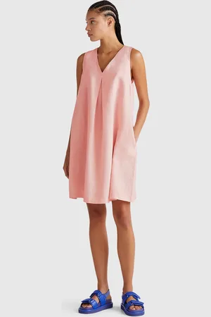 Benetton Vestido Sin Mangas De Puro Lino