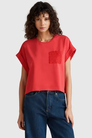Benetton Camiseta Con Bolsillo De Macramé
