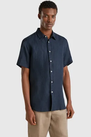 Benetton Camisa De Manga Corta De Puro Lino