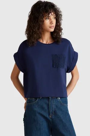 Benetton Camiseta Con Bolsillo De Macramé