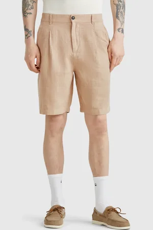 Benetton Shorts De Rayas En Mezcla De Lino