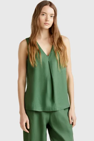 Benetton Blusa Sin Mangas De Puro Lino
