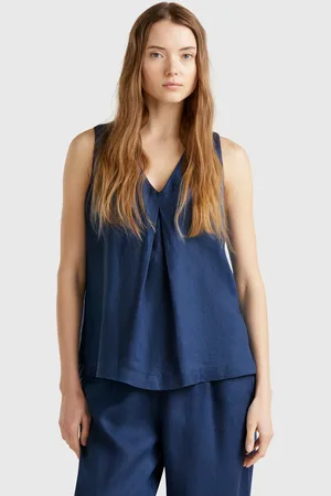Benetton Blusa Sin Mangas De Puro Lino