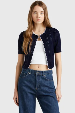 Benetton Cárdigan Crop Perforado