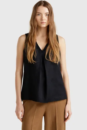 Benetton Blusa Sin Mangas De Puro Lino