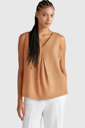 Benetton Blusa Sin Mangas De Puro Lino