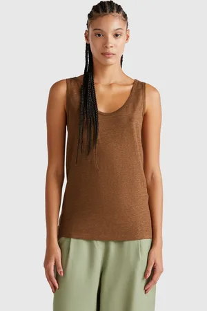 Benetton Camiseta De Tirantes De Puro Lino