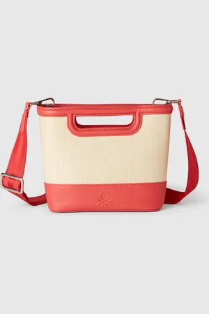 Benetton Bolso Tote Mediano De Rafia