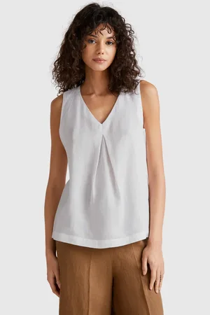 Benetton Blusa Sin Mangas De Puro Lino