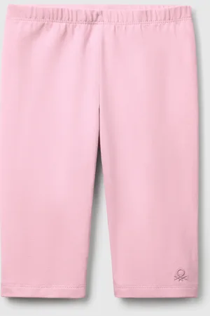 Benetton Leggings 3/4 De Algodón Elástico Con Logo Bordado En La Parte Inferior De La Pierna. Corte Pitillo Y Cintura Elástica Interna. Práctico Y Confortable