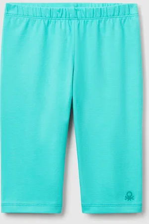 Benetton Leggings 3/4 De Algodón Elástico Con Logo Bordado En La Parte Inferior De La Pierna. Corte Pitillo Y Cintura Elástica Interna. Práctico Y Confortable