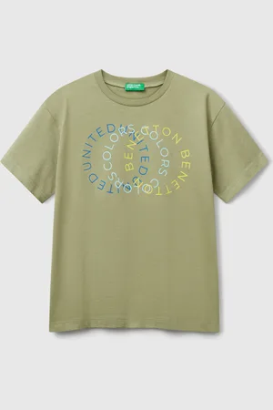 Benetton Camiseta De Manga Corta Y Cuello Redondo En Puro Algodón Orgánico. Una Prenda Básica Y Cómoda