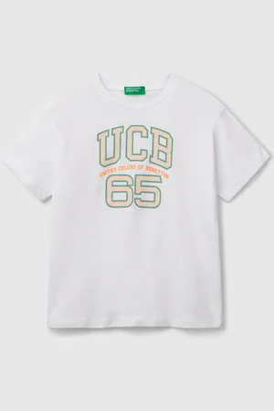 Benetton Camiseta De Manga Corta Y Cuello Redondo En Puro Algodón Orgánico. Una Prenda Básica Y Cómoda