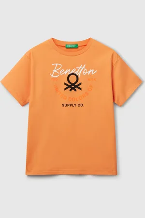 Benetton Camiseta De Manga Corta Y Cuello Redondo En Puro Algodón Orgánico. Una Prenda Básica Y Cómoda