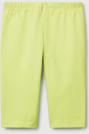 Benetton Leggings 3/4 De Algodón Elástico Con Logo Bordado En La Parte Inferior De La Pierna. Corte Pitillo Y Cintura Elástica Interna. Práctico Y Confortable